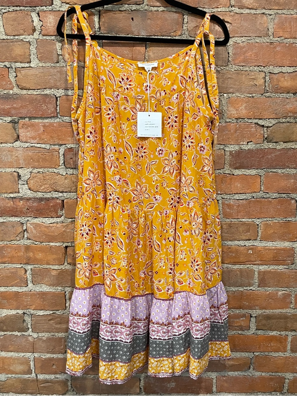 NWT beachlunchlounge Yellow Floral Tiered Dress | Size L
